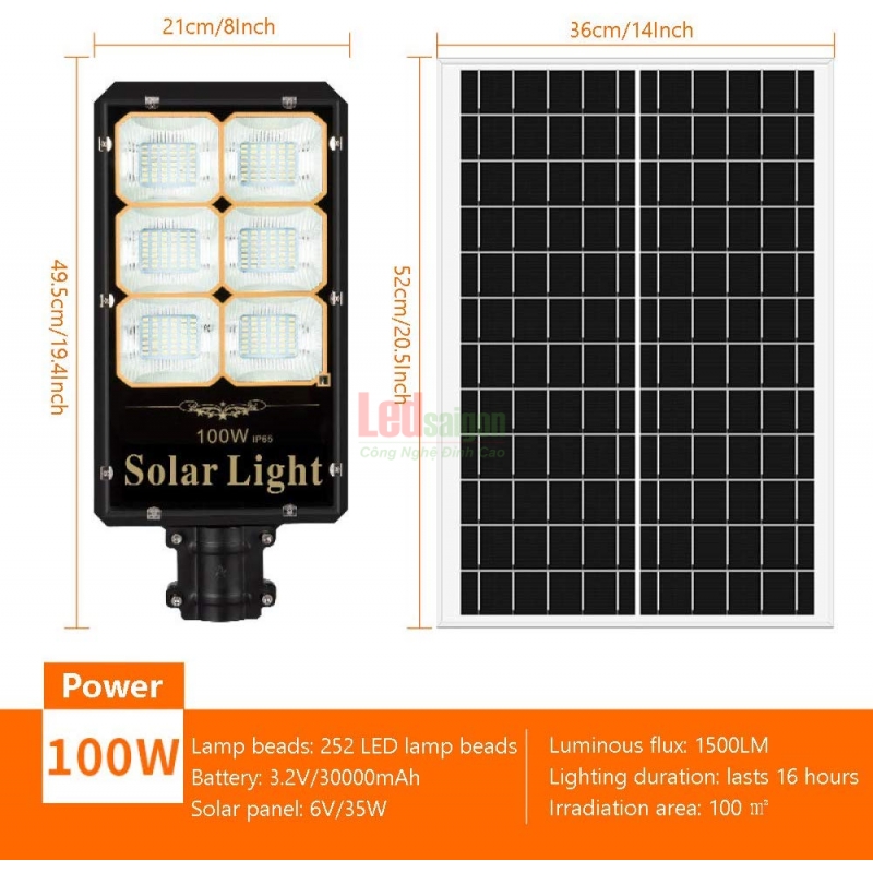 ĐÈN ĐƯỜNG NLMT 100W