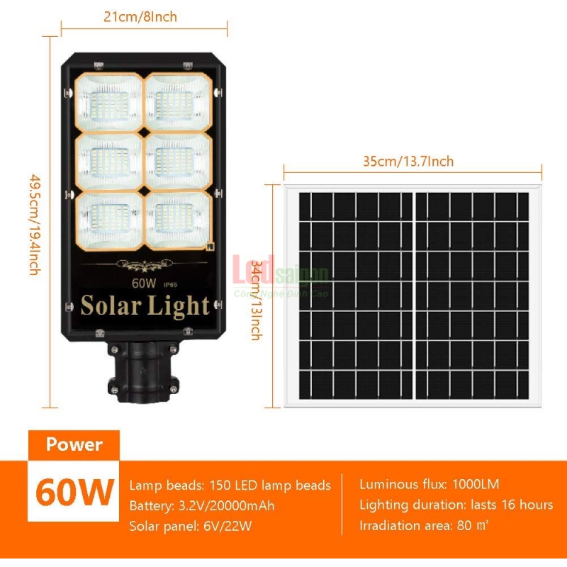 ĐÈN ĐƯỜNG NLMT 60W