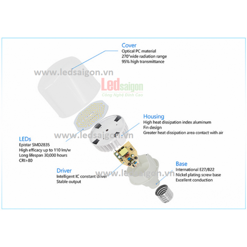 Búp Trụ Nhôm Newstar 60W