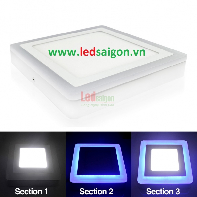 Ốp Nổi Vuông Viền Xanh Dương 24W