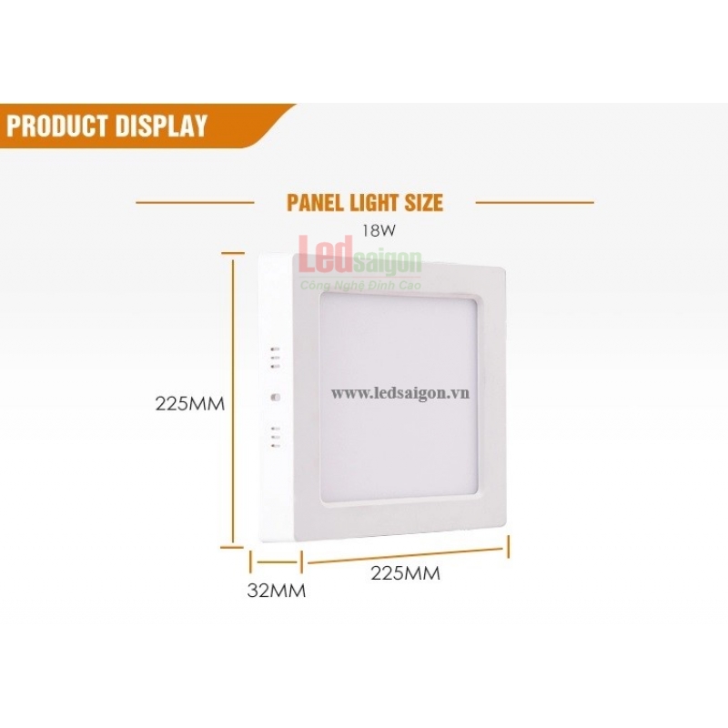 Đèn Led Ốp Trần Nổi Vuông 18W