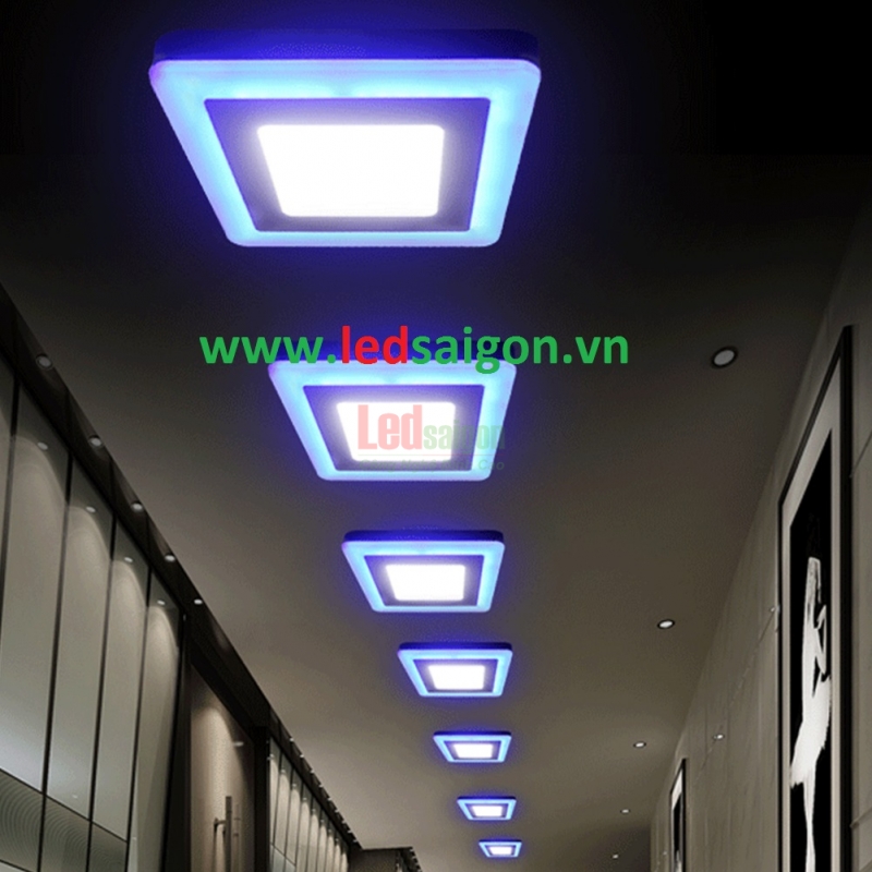 Ốp Nổi Vuông Viền Xanh Dương 24W
