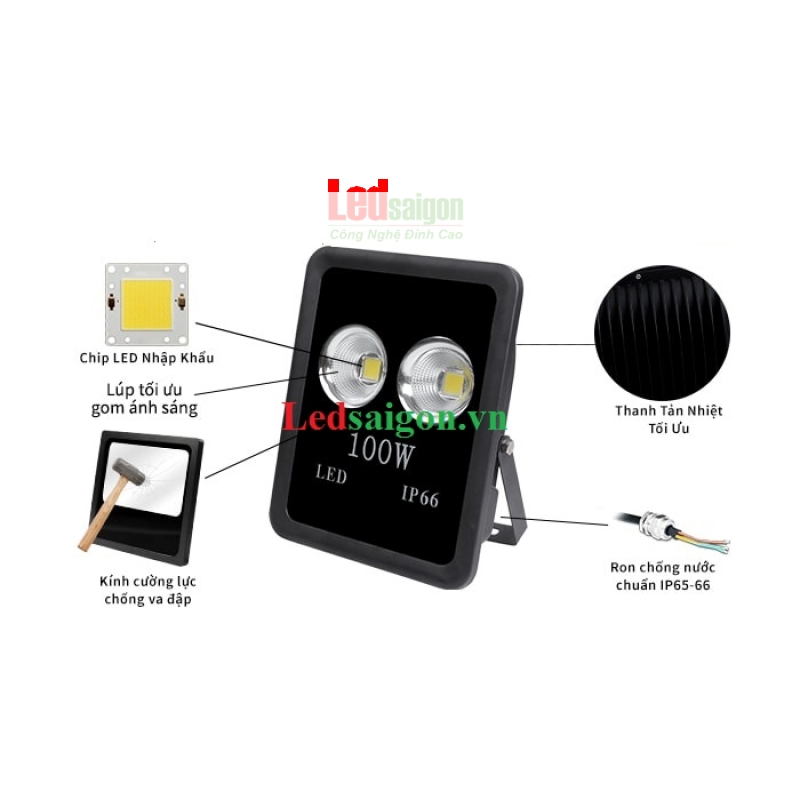Đèn Pha led Chiếu Xa 100W