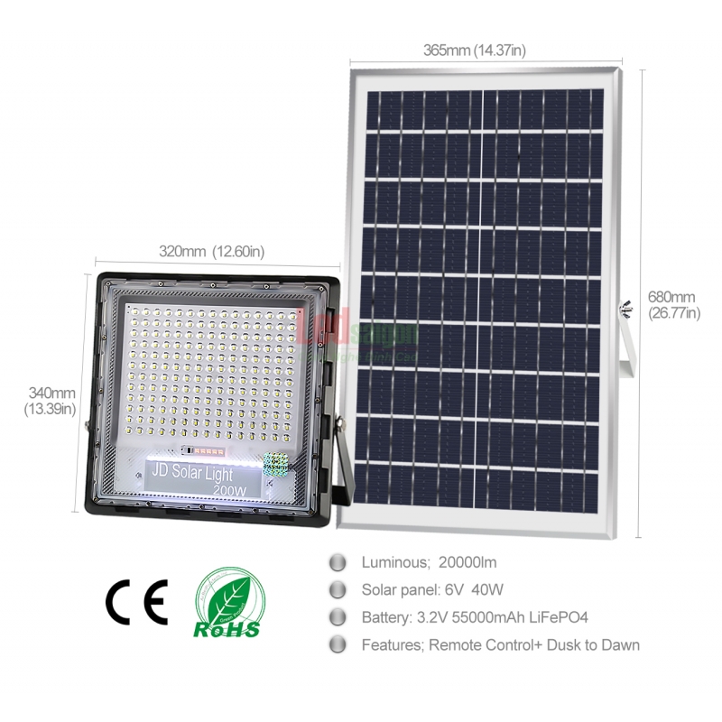 ĐÈN PHA NLMT 200W JD-7200