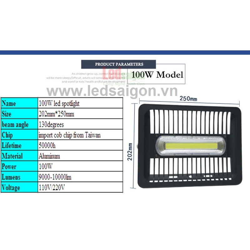 Đèn Pha Led 100W Xương Cá
