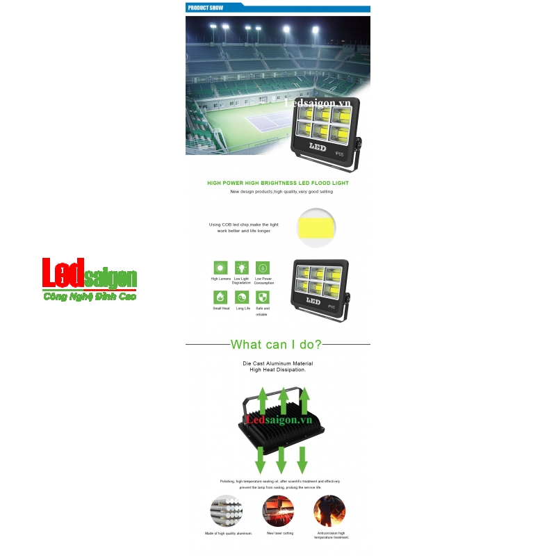 Đèn Pha Led 200W Vuông