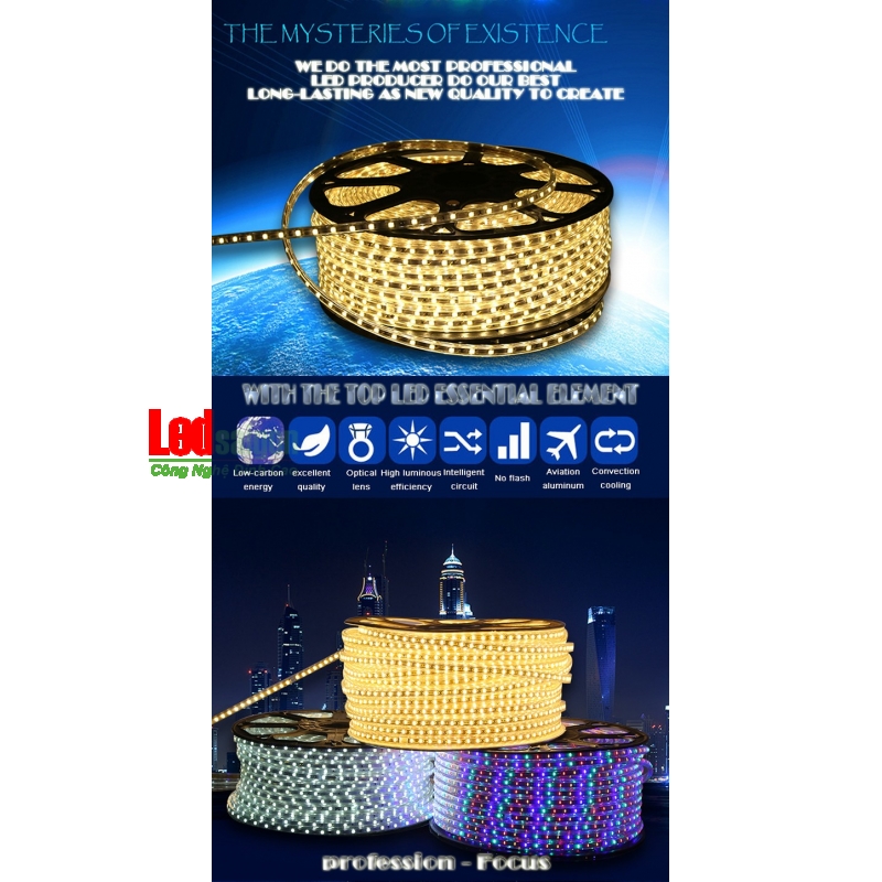 Led Cuộn 100M SMD 5050 Vàng