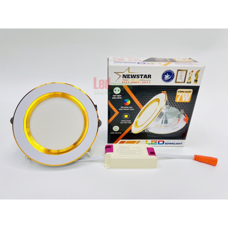 Downlight Newstar 7W Viền Vàng