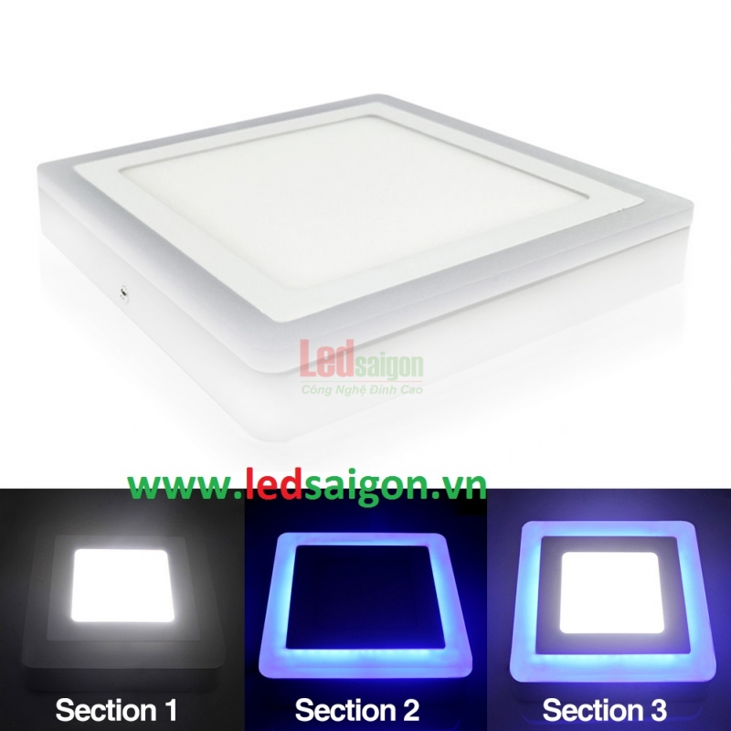 Ốp Nổi Vuông Viền Xanh Dương 24W
