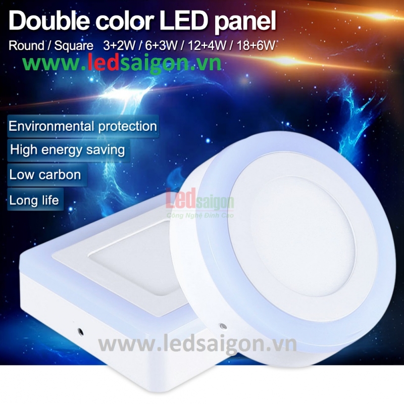 Ốp Nổi Vuông Viền Xanh Dương 24W
